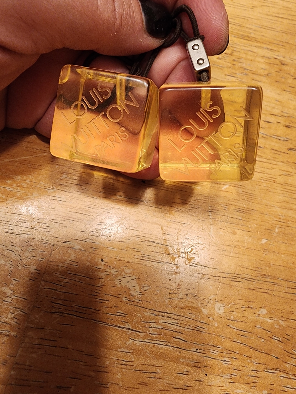 vintage Louis Vuitton translucent yellow resin/acrylic cube hair ties fl